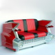 Sofa Cadillac noir et rouge