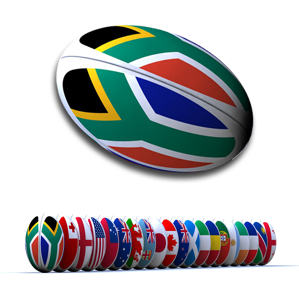 Ballon multicolore motif rugby x8 - Diam. 29cm - Décors du monde