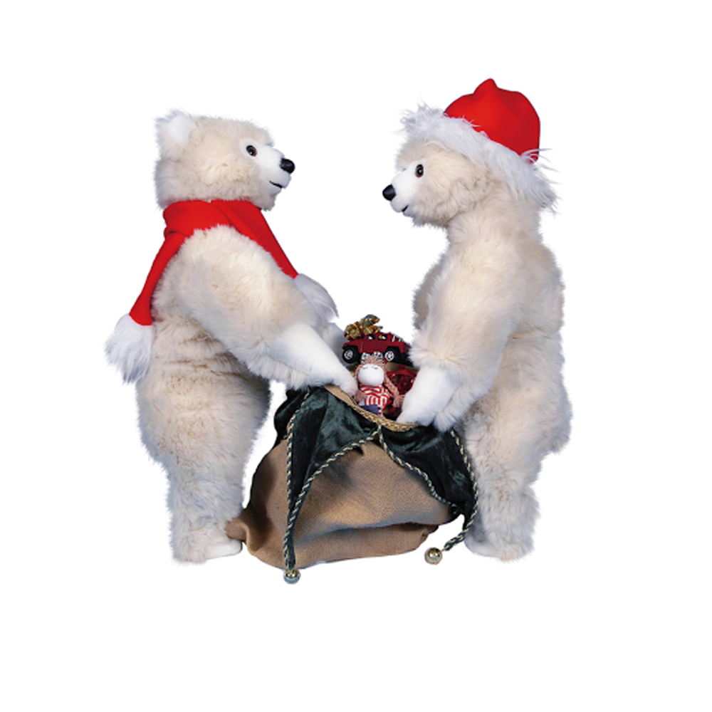Automate de deux ours polaires de Noël - Libdeco