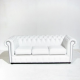 Chesterfield blanc 3 places 72cm